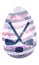 Easter egg with stripes, decorated with crossed hockey sticks with puck