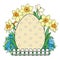 Easter egg surrounded by flowers daffodils and forget-me-nots color variation for coloring page on white