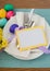 Easter Egg Table Setting with Menu or Invite Card with room or space for your words, text, copy,