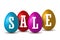 Easter egg text sale. Happy Easter eggs 3D template isolated on white background. Design banner, greeting poster