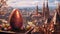 Easter Egg and Urban Scenes Wallpaper, Generative AI