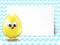 Easter egg and white blank over chevron background