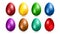 Easter eggs in 8 colors. Realistic eggs for design.