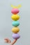 Easter eggs arranged in a column.