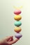 Easter eggs arranged in a column.