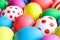 Easter eggs background. Colorful painted chicken eggs. Christian holiday traditions. Traditional symbol. Ceremonial food