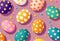 Easter eggs background. Pastel colored eggs ilustration. Generative AI.