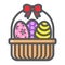 Easter Eggs In Basket filled outline icon