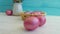 Easter eggs in the basket spinning decorative Slow shooting,