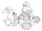 Easter Eggs Bunny and Chick Coloring Book Cartoon