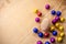 Easter eggs on clear wooden background