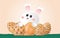 Easter eggs and cute little white rabbit Art and style, digital crafts, background images, illustrations - vector