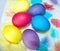 Easter eggs dry after painting. Colorful Easter eggs - part of the passover meal. Easter Bright Sunday of Christ