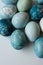 Easter eggs, dyed blue dye