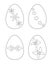 Easter eggs with flowers, flowers and butterflies. Set of easter eggs for kids coloring. Even pattern with vector, linear eggs for