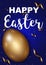 Easter eggs gold with confetti gold and dark blue colors