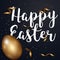 Easter eggs gold and text with confetti gold and dark colors free space place for text