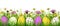 Easter eggs, grass and wild flowers border