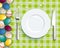 Easter Eggs Green Picnic Blanket Plate Spoon Knife Fork