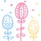 Easter eggs hand drawn doodle ornament, line seamless pattern, vector illustration