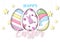 Easter eggs hunt greeting card in paper cut style and vector design