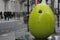 Easter Eggs Hunting Exhibition organised in London city center, UK - clock on the green giant egg