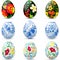 Easter eggs icon set in traditional russian style