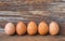 Easter eggs isolate on wood background.