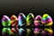 Easter eggs with magical light and reflection