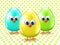 Easter eggs over dotted background