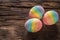 Easter eggs painted in LGBT colors, Concept of tolerance and religious equality towards various social groups, Place for text