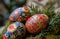 easter eggs painted by people, in the style of exquisite craftsmanship