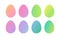 Easter eggs pastel colorful set of icons. Gradient Easter eggs