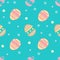 Easter eggs pattern- decorated eggs vector in pastel colors. Background template, seamless pattern