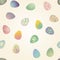Easter eggs pattern with plant ornaments. Seamless texture vector illustration in soft pastel color. Religious holiday background