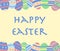 Easter eggs pattern with text Happy Easter - decorated eggs vector in pastel colors. Greeting card, copy space for text