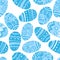 Easter Eggs Seamless Pattern. Blue Toned