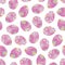 Easter eggs seamless pattern with decorated dyed in pink and multicolored circles and lines. Watercolor illustration