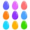 Easter eggs. A set of nine eggs bright colors.