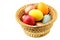 Easter eggs in straw bowl