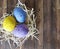 Easter eggs straw wooden season vintage