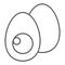 Easter Eggs thin line icon. Cutted half egg silhouette with a yolk outline style pictogram on white background. Happy