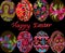 Easter eggs with traditional painting Eastern European styles of painting, in particular Ukrainian motifs, Happy Easter