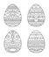 Easter eggs with tribal ornament coloring page. Black and white eggs with ethnic pattern clipart.