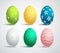 Easter eggs vector set with colors and patterns. Colorful eggs isolated