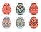 Easter eggs vector set in paper cut style for banner, spring card or background design. isolated pixel tribal ornate