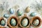 Easter eggs on wooden background. Happy Easter retro concept. Rustic style