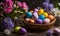 Easter elegance: Still life with eggs and flowers