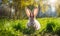 Easter enchantment: Rabbit in a spring blossom field