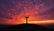 Easter Faith: Christian Cross on Scenic Hill During Sunset